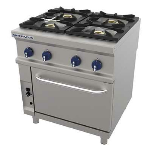 Cocina a gas 4 fuegos + Horno industrial 800x750
