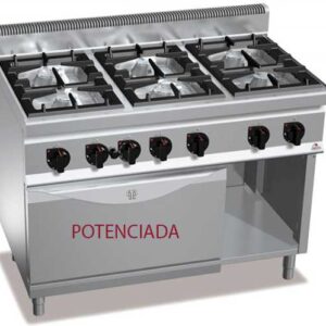 Cocina Industrial a Gas Potenciada 6 Fuegos y Horno Fondo 700 Berto's
