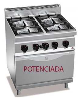 Cocina Industrial a Gas 4 Fuegos y Horno Fondo 700 Berto's