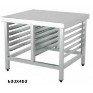 Mesa Soporte de Acero Inox con Guías Bandejas 600x400 para Hornos