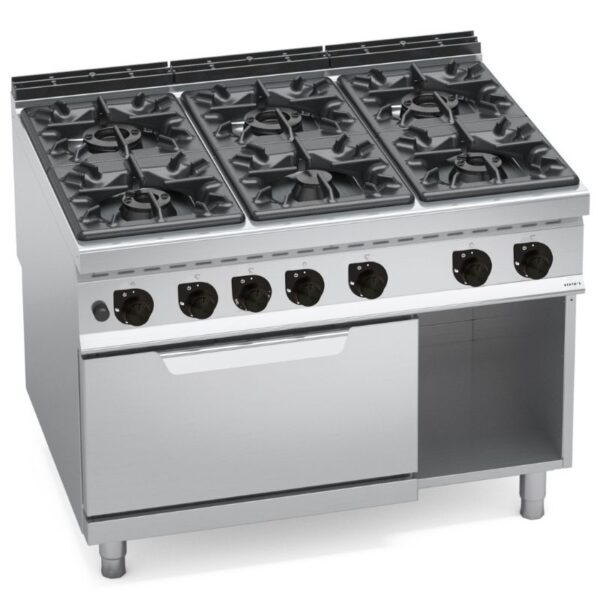 Cocina Industrial a Gas 6 Fuegos y Horno GN 2/1 Fondo 900 Bertos G9F6+FG