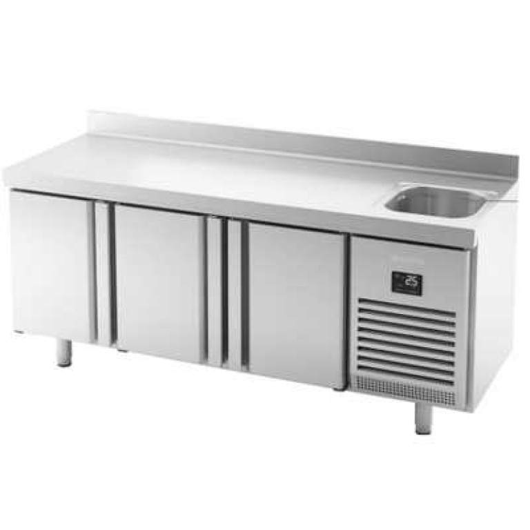 Mesa Refrigerada Inox 3 Puertas con Fregadero INFRICO