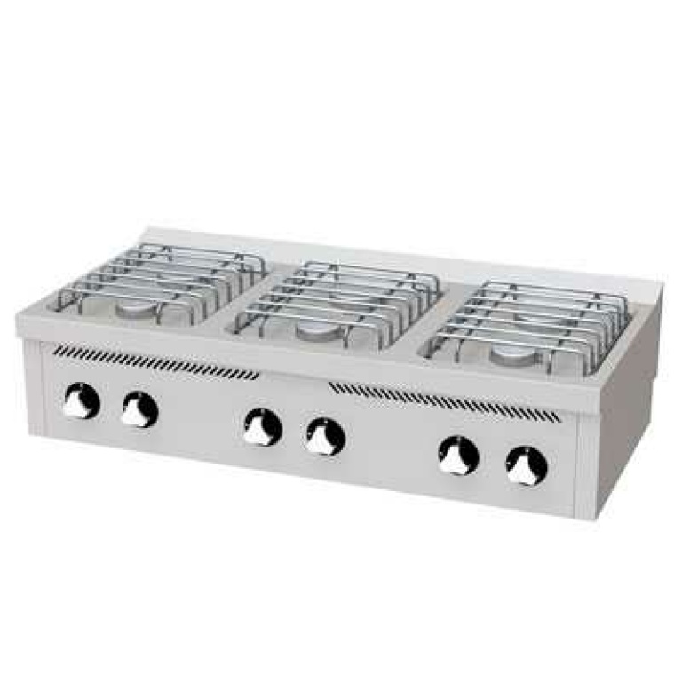 Cocina Indsutrial BASIC Gas 6 Fuegos Sobremesa Serie 600 HR
